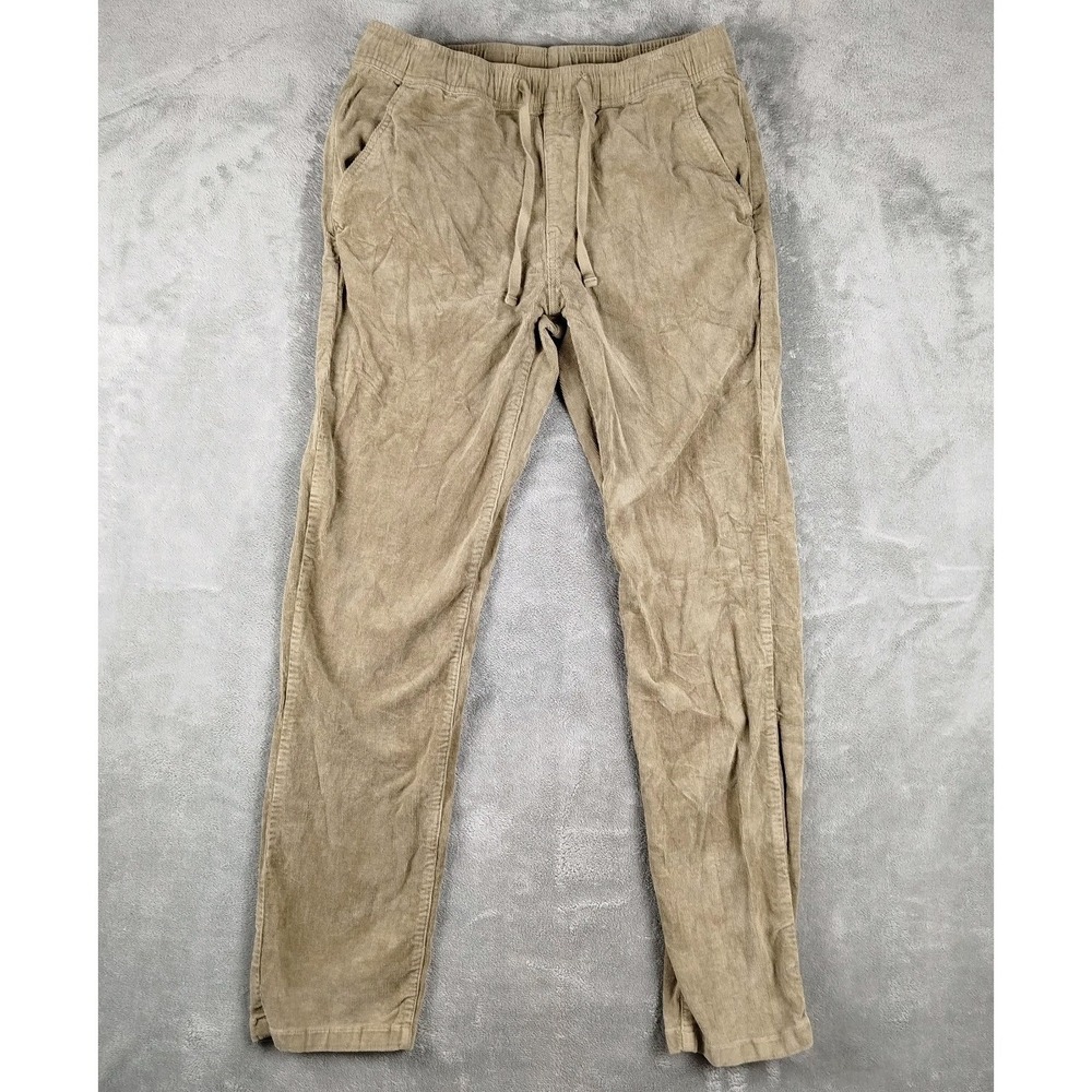 Katin Pants Mens Medium Khaki Pipeline Pant Corduroy Drawstring Elastic Waist